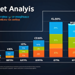 A vibrant chart illustrating market size analysis for an online marketplace, showcasing growth rates and market share percentages, with data points representing different product categories.
